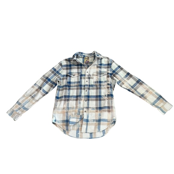 Distressed 100% Cotton Bleached Flannel Rolling Stones Print Unique Upcycled Sm - Picture 6 of 10